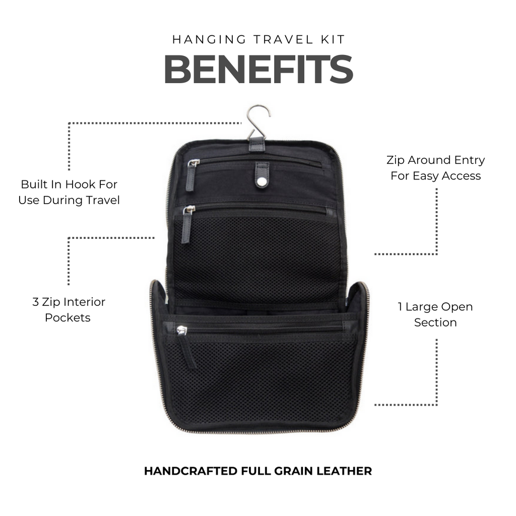 Hanging Leather Travel Kit - Image 3
