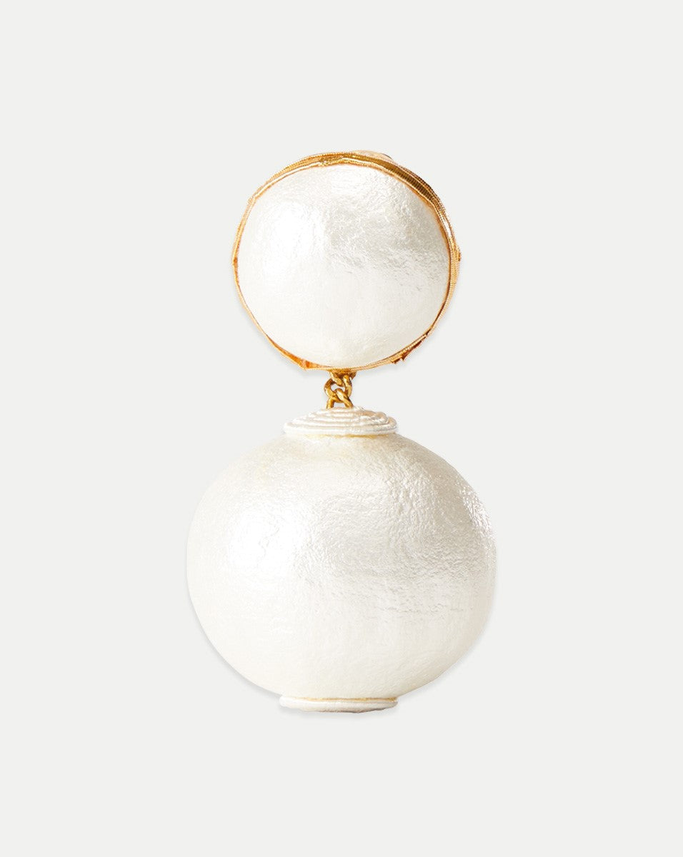 Pearl 2 Drop Earrings | Clip Backing - Image 3