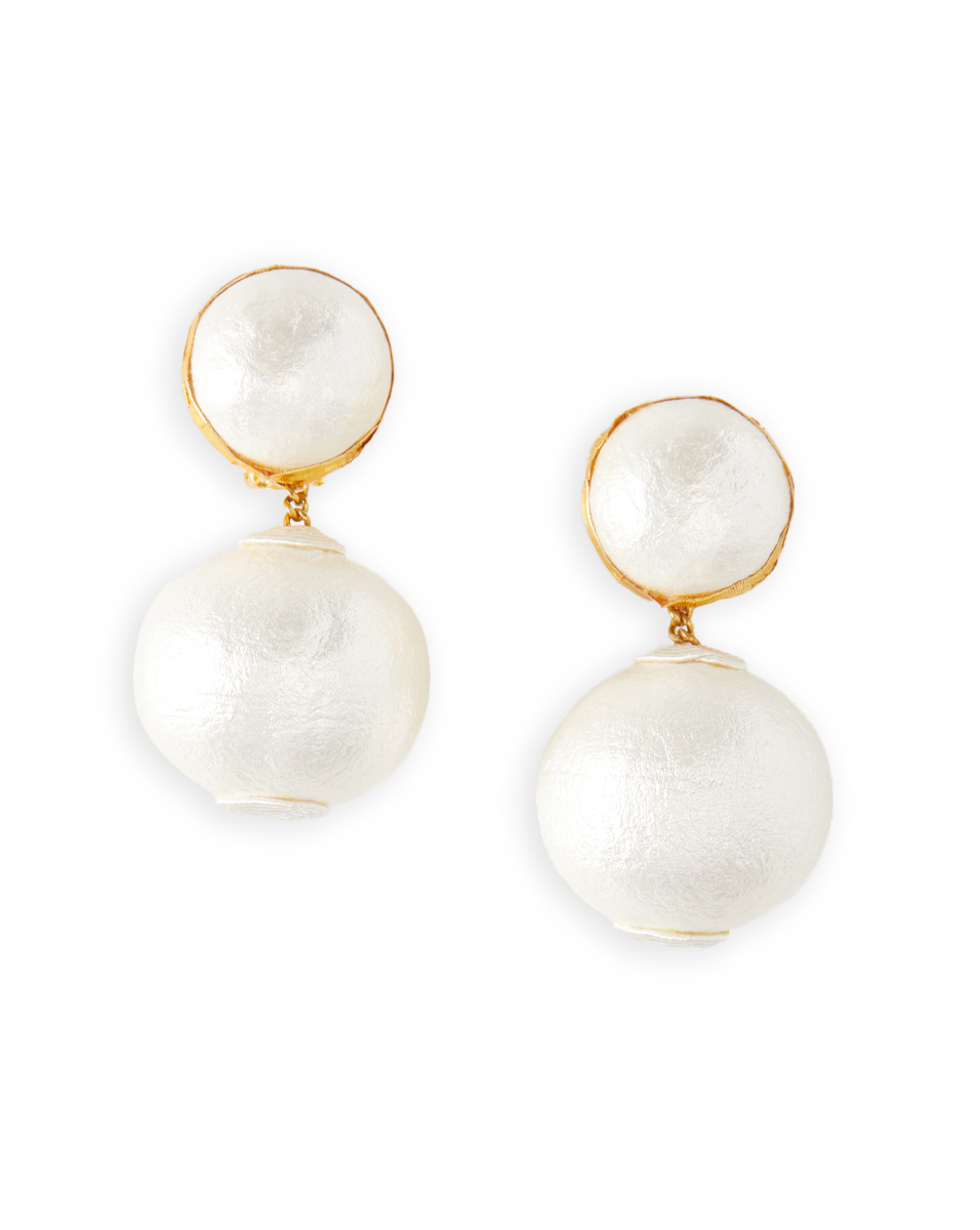 Pearl 2 Drop Earrings | Clip Backing - Image 5