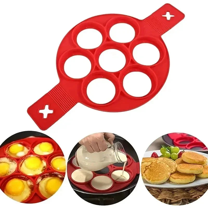 Silicone 7-hole Circular Frying Pan Breakfast Pancake Mold DIY Baking Tool - Image 9