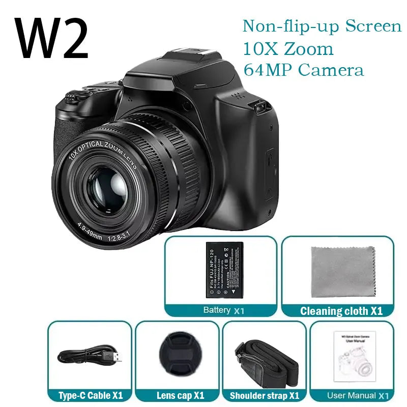 Digital Camera 4K 72MP with 12X Optical Zoom - Non-flipup Screen W2