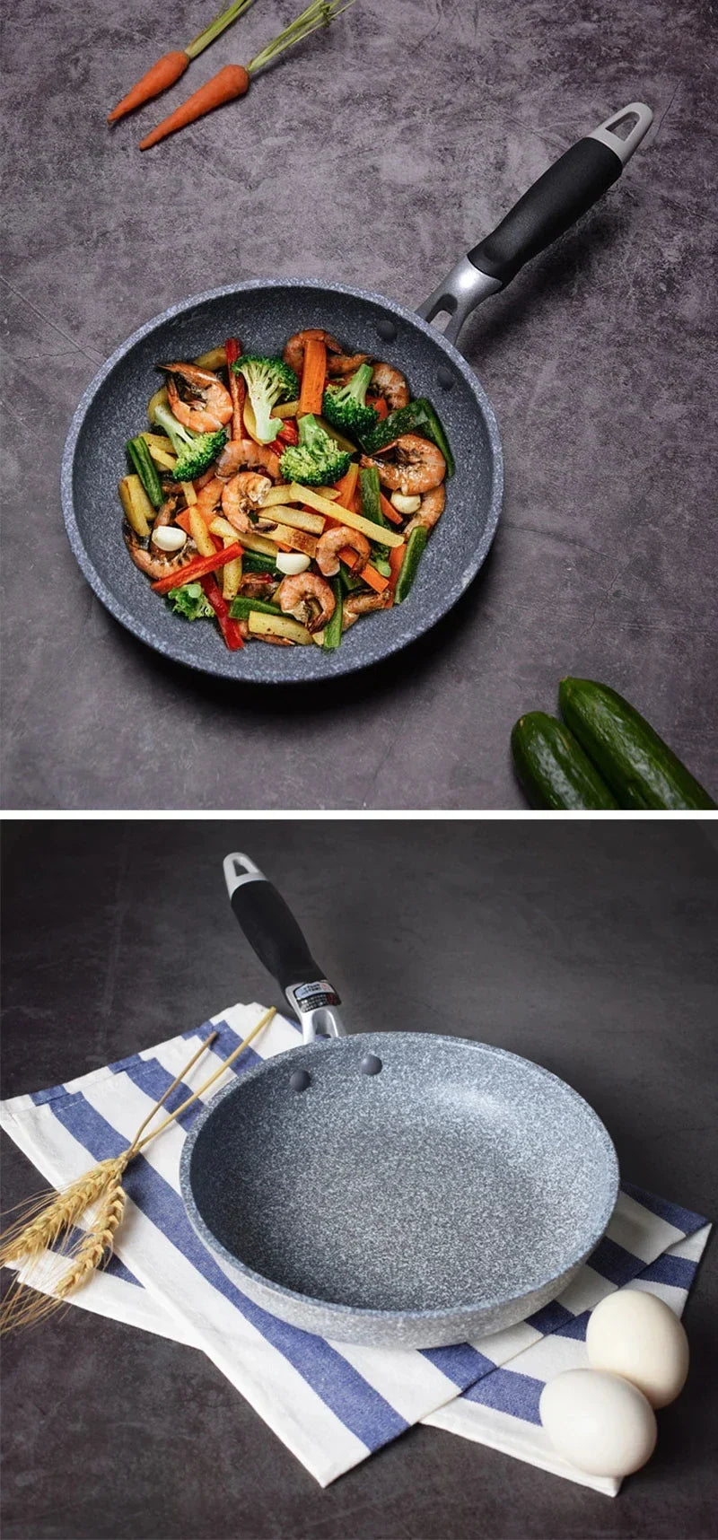 Durable Stone Frying Pan28/26/24/20cm Wok Non-stick Pan Skillet Cauldron Induction Cooker Pans Pancake Egg Gas - Image 12