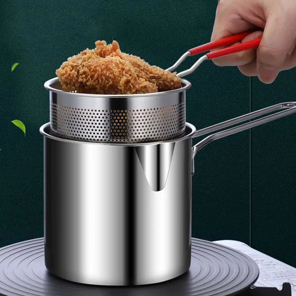 Deep Frying Pot Kitchen Fryer With Strainer Stainless Steel Tempura Fryer Pan Fry Pot Chicken Fried Chicken Cooking - Image 7