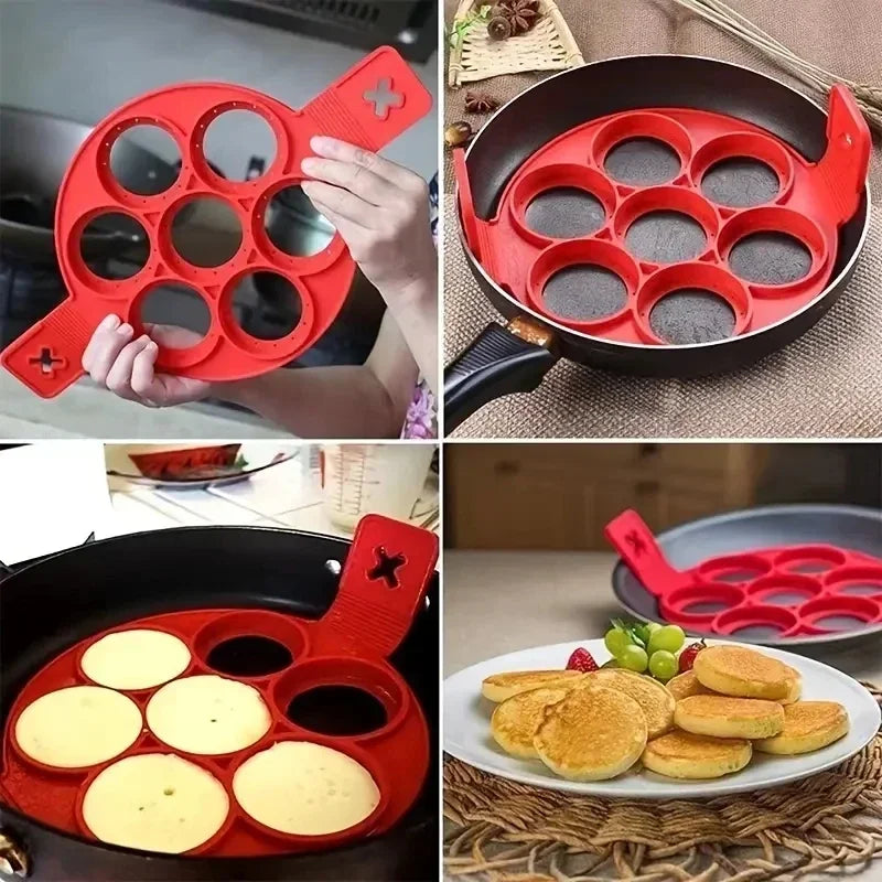 Silicone 7-hole Circular Frying Pan Breakfast Pancake Mold DIY Baking Tool - Image 7