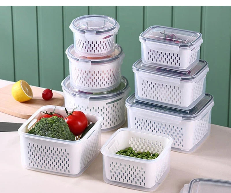 Multipurpose Refrigerator Storage Container with Drain Basket - Image 12