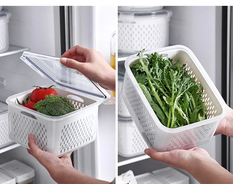 Multipurpose Refrigerator Storage Container with Drain Basket - Image 17