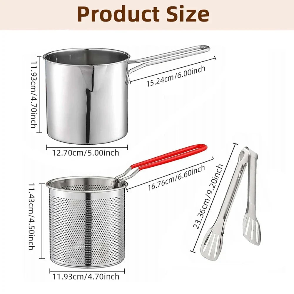Deep Frying Pot Kitchen Fryer With Strainer Stainless Steel Tempura Fryer Pan Fry Pot Chicken Fried Chicken - Image 13