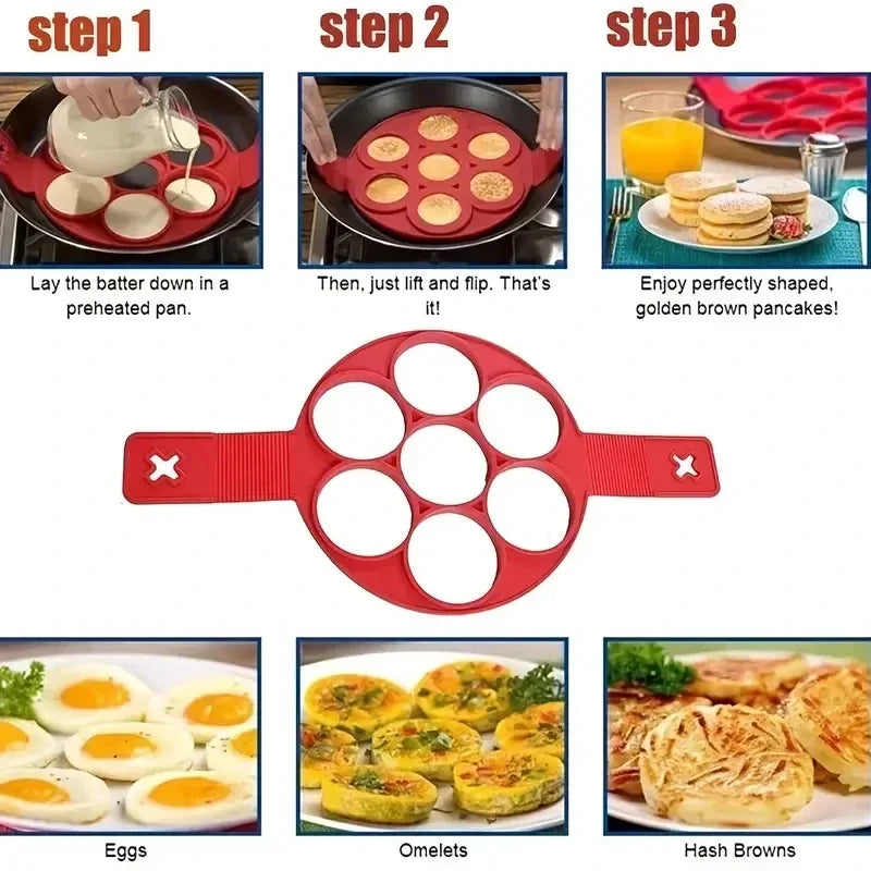 Silicone 7-hole Circular Frying Pan Breakfast Pancake Mold DIY Baking Tool - Image 10
