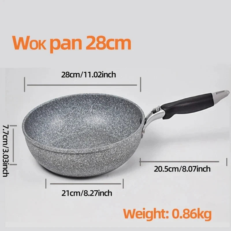 Durable Stone Frying Pan28/26/24/20cm Wok Non-stick Pan Skillet Cauldron Induction Cooker Pans Pancake Egg Gas - Image 18