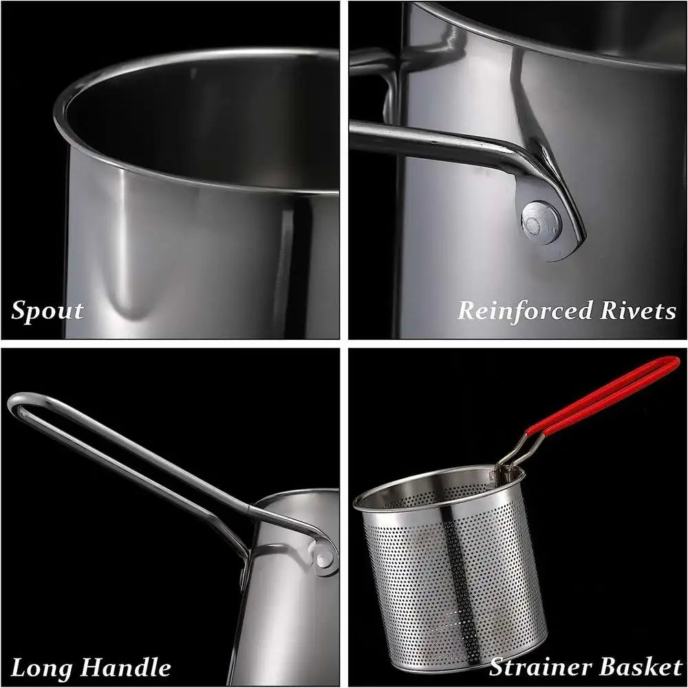 Deep Frying Pot Kitchen Fryer With Strainer Stainless Steel Tempura Fryer Pan Fry Pot Chicken Fried Chicken - Image 11