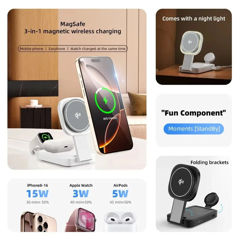 3-in-1 Magnetic Wireless Charger Folding Station – - Image 2
