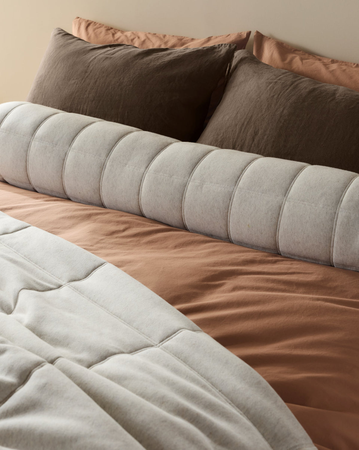 Linen Tencel Jersey Bolster Pillow Cover - FINAL SALE (Heathered Oatmeal) - Image 4