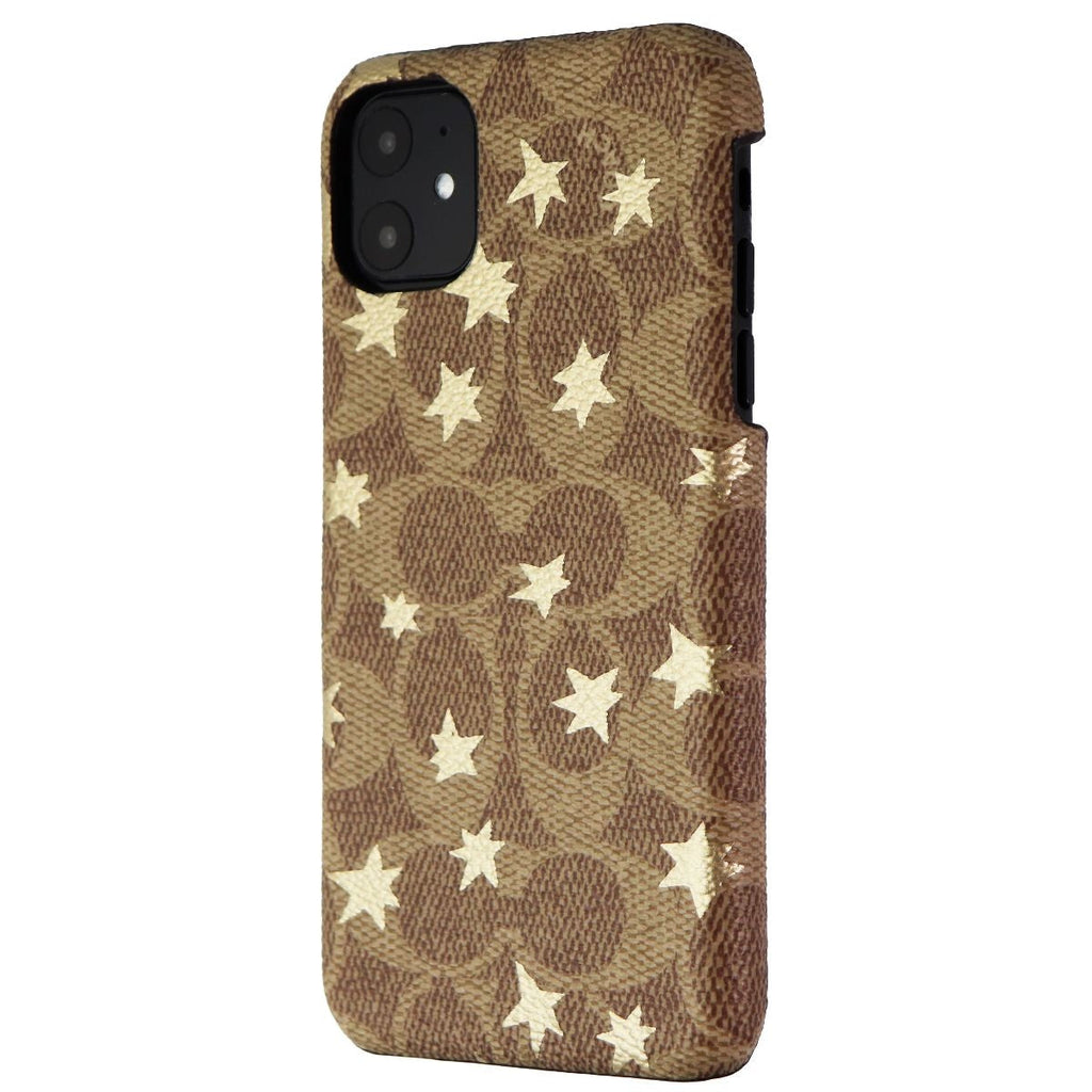 Coach Slim Wrap Case for Apple iPhone 11 Smartphones - Khaki / Gold Foil Stars - New