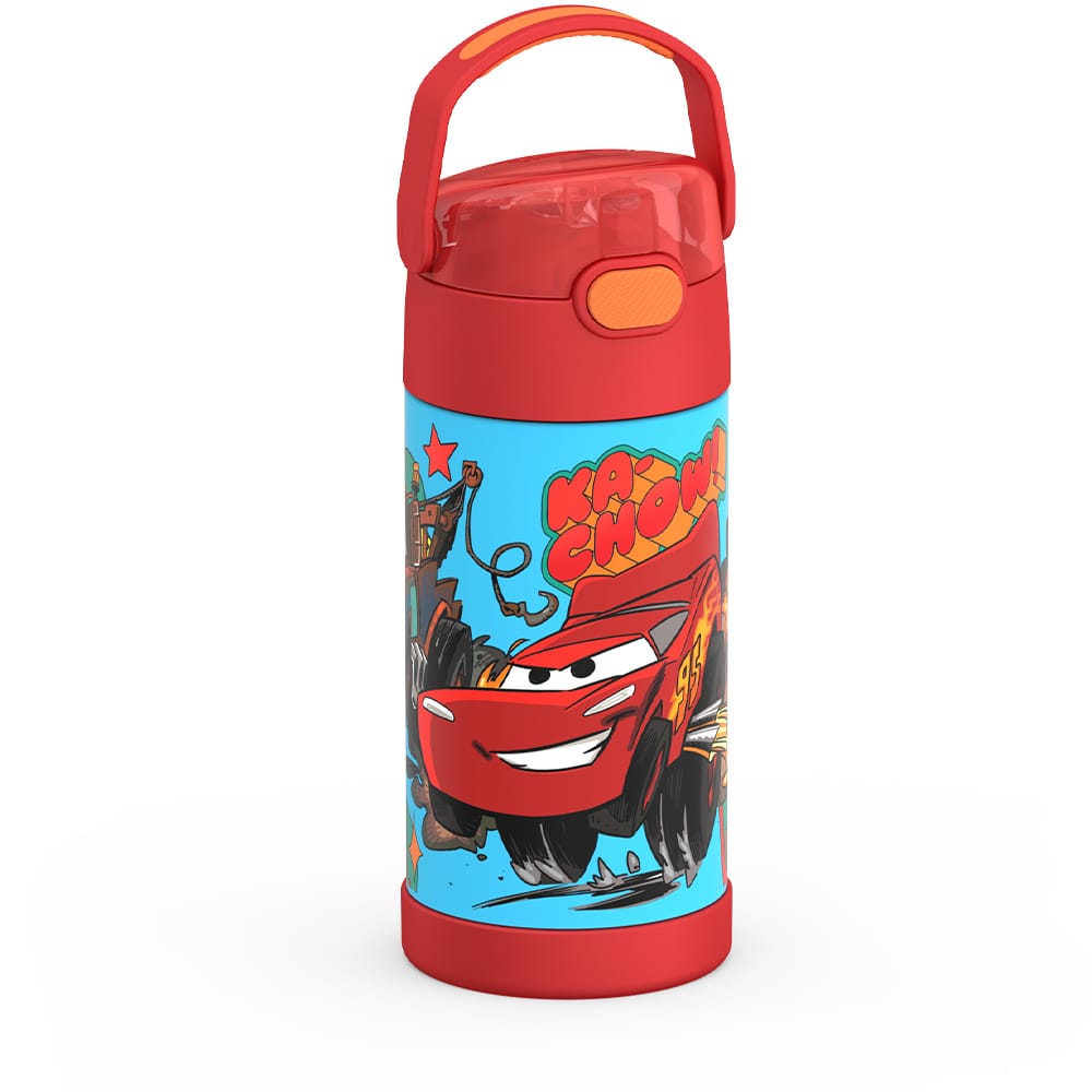 Thermos FUNtainer Vacuum Insulated Stainless Steel Straw Water Bottle 12oz - Cars - Image 2