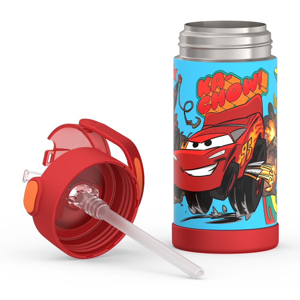 Thermos FUNtainer Vacuum Insulated Stainless Steel Straw Water Bottle 12oz - Cars - Image 7